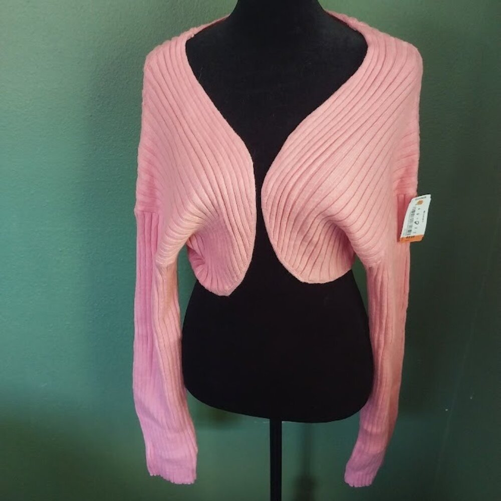 XL Pastel Pink Knit Cropped Cardigan
